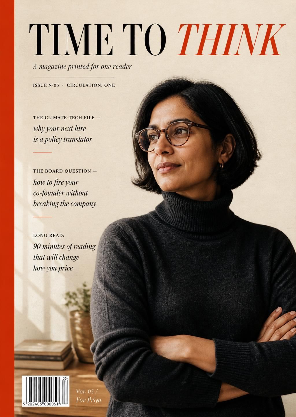 Time to Think — sample cover For Priya
