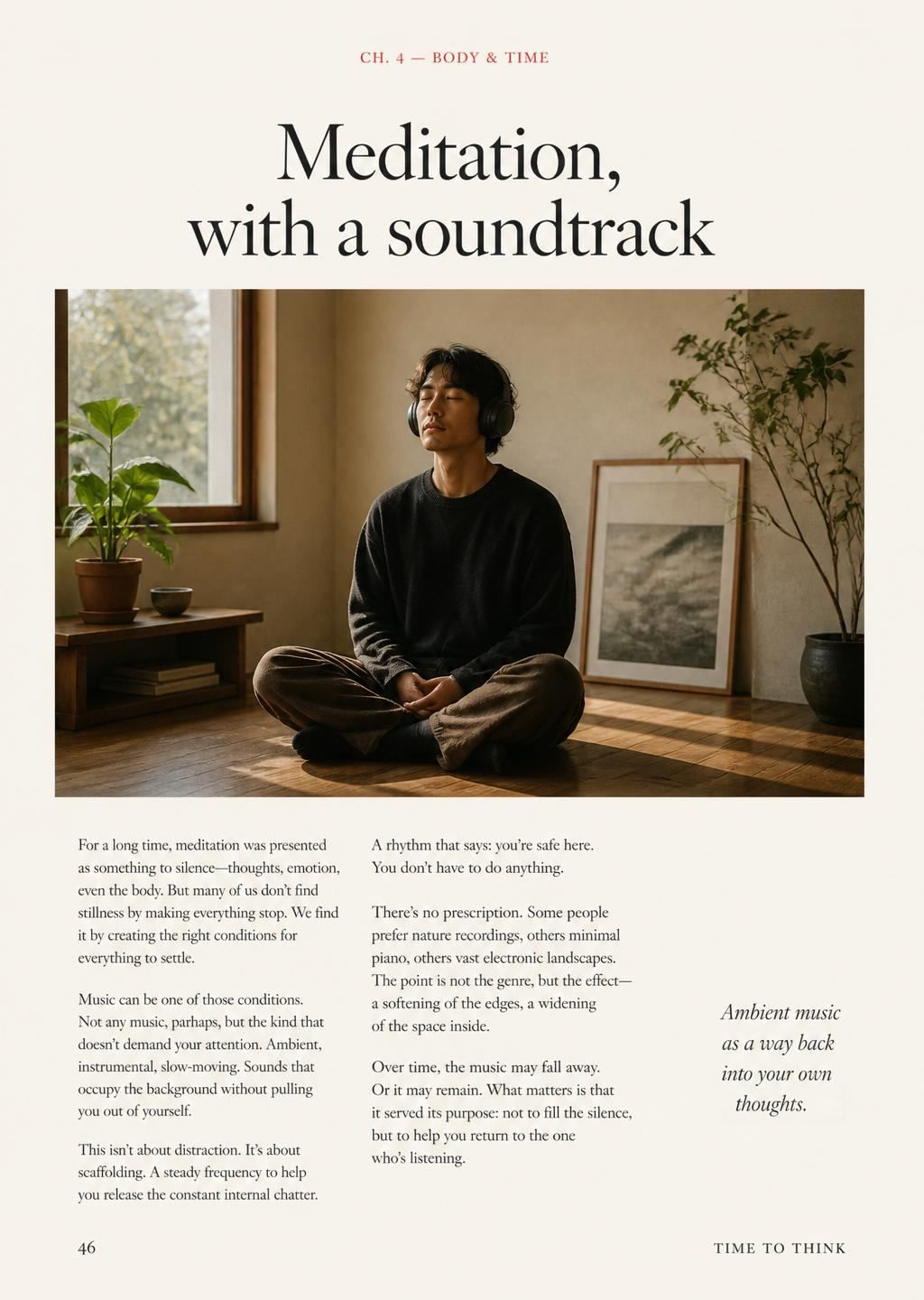 Interior page: Body & Time — meditation with a soundtrack